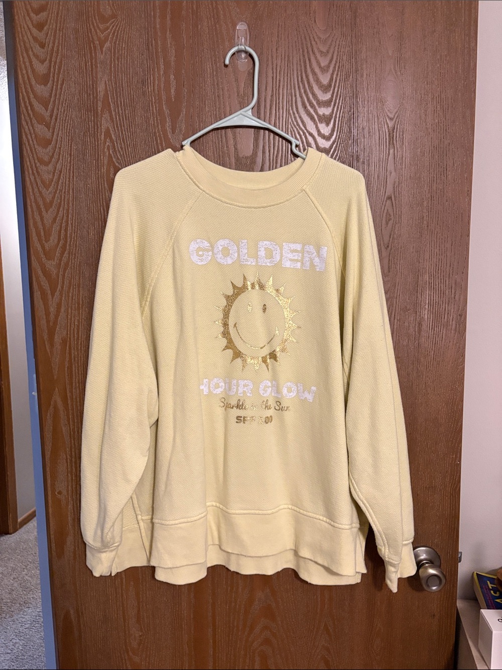 aerie Pale Yellow 'Golden Hour' Graphic Sweatshirt with Gold Sun